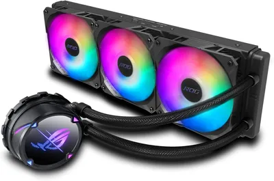 Image de Système de refroidissement liquide tout-en-un ASUS ROG STRIX LC II 360 ARGB pour processeur (Aura Sync, trois ventilateurs ROG 120 mm RGB adressables), noir