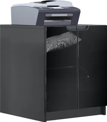 Produktbild von Vladon Druckerkommode Logan,  Germany, Aktenschrank mit 2 Fächern und 2 Türen, Korpus in Schwarz matt, Fronten in Schwarz Hochglanz (51 x 60,5 x 54 cm)