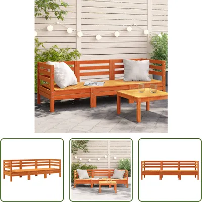 Produktbild von The Living Store Gartensofa 3-Sitzer Wachsbraun Massivholz Kiefer