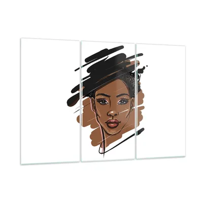 Produktbild von Bilder auf glas - 3 Teile - Afrikanisch Modern Porträt - 105x70cm - Glasbilder - Wandbilder - Bilder - zum Aufhängen bereit - Wanddekoration aus Glas - Glas Bilder - Wandbild auf Glas - GCE105x70-4646