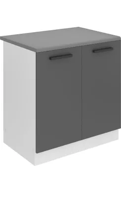Produktbild von Belini Unterschrank Küche, Spülenunterschrank 80 cm Breite. SDZ Küchenunterschrank mit Arbeitsplatte. Spülenschrank mit 2 Türen, Silber matt