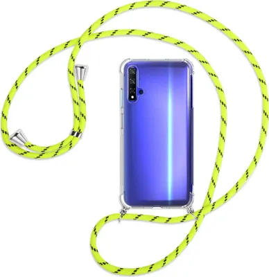 Produktbild von Handykette Backcover-Schutzhülle mit Band (Metall silberfarben) für Honor 20 / Huawei nova 5T - neongelb