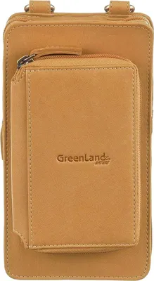 Produktbild von GreenLand Nature Leder Handytasche Geldbörse Phone Bag / Wallet Safran senfgelb