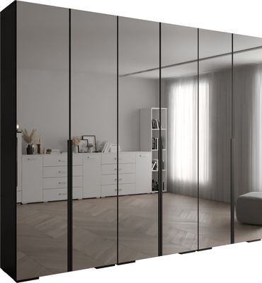 MEBLE KRYSPOL Inova 1 Schrank Spiegel - 236,7x300x47cm - Schwarz Schwarz Schwarz