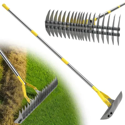 Immagine prodotto di Solidchoice - Rastrello da 140 cm per la rimozione del muschio - Rastrello robusto per prati e giardini