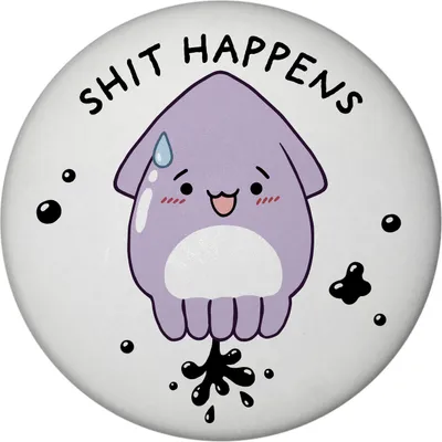 Produktbild von Jelly & Friends Tintenfisch Magnet rund mit Spruch Shit happens