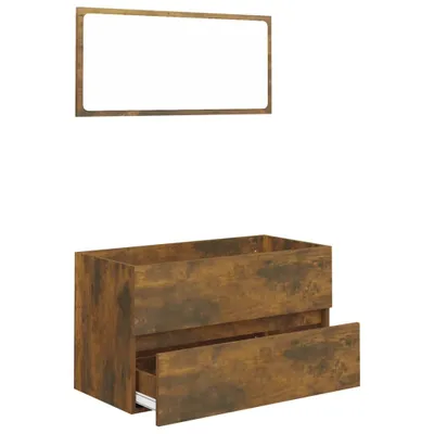 Produktbild von 2-tlg. Badmöbel-Set Räuchereiche Holzwerkstoff