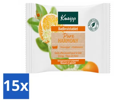 Productafbeelding van 15 x Kneipp Badbruistabletten, sinaasbloesem en lindenbloesem - voordelingsverpakking - 15 stuks