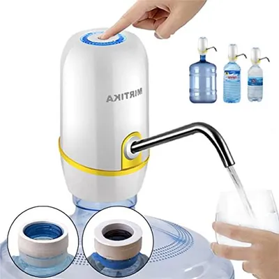 Productafbeelding van Waterdispenser - Flessenpomp - Thuis en camping - Oplaadbaar via USB - Voor 3-20L flessen - Wit