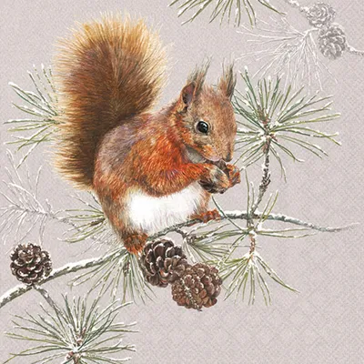 Hochwertige Papierservietten mit tierischem Wintermotiv