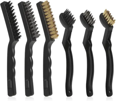 Obrázek produktu pro Sada 6 kartáčů, mosaz, nerezová ocel, nylon, určená pro čištění grilů a odstraňování rzi