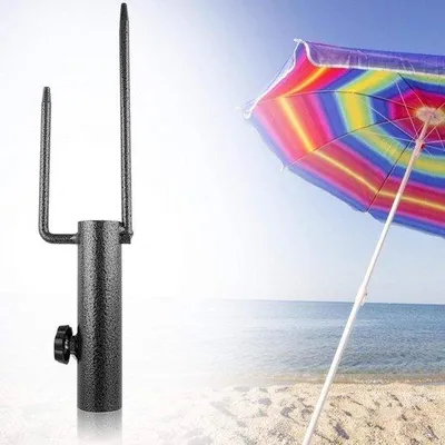 Image de Parasols en acier inoxydable avec mât pour drapeaux, pour parasols de plage – Idéaux pour le jardin, les activités sportives et les pique-niques.