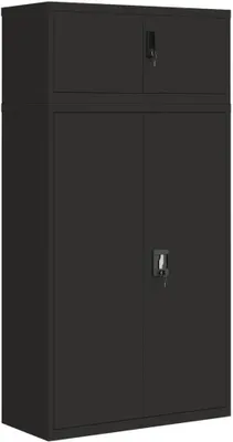 Productafbeelding van Kantoorkast, archiefkast, opslagkast, multifunctionele kast, metalen kast met 22 legplanken, gepoedercoat, staal, zwart, 90x40x180 cm