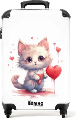 Obrázek produktu pro NoBoringSuitcases.com® Kufr Příruční zavazadlo na kolečkách Kufr na kolečkách Malý cestovní kufr na 4 kolečkách - Kitten - Heart - Cabin Size < 55x40x23 cm & 55x40x20 cm - Foto kufr - Příruční kufr - Palubní zavazadloPříruční zavazadlo Kufr 55x35x20 cm, 36L,