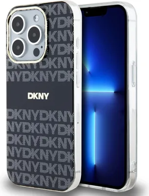 Produktbild von DKNY, MagSafe Schutzhülle Repeat Pattern Tonal Stripe f. iPhone 15 Pro Max, Schwarz
