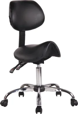 Obrázek produktu pro Ergonomická pracovní stolička - sedlová stolička - pohodlná a nastavitelná, Imitace kůže, 5 koleček, černá barva