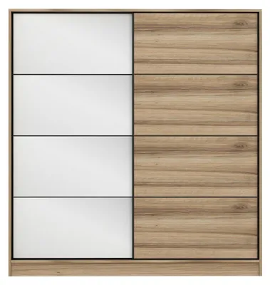 Produktbild von Rovolon - Kleiderschrank 2 Türen, 180x190h cm Eiche-Braun, Kleiderstange