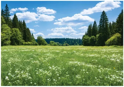 Produktbild von Fototapete Wiese Bäume Natur - 350x250 cm - Vliestapete Wohnzimmer Schlafzimmer - Vlies Fototapete Grün - 16669VX7