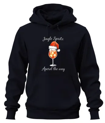 Immagine prodotto di Jingle Spritz Aperol the way Christmas Cocktail Gift Idea Felpa con cappuccio Unisex, Navy, M