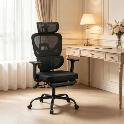 Immagine prodotto di Sedia girevole di alta qualità, sedia da scrivania confortevole, sedia da ufficio ergonomica, ideale per l'ufficio domestico e il gaming (solo 1 sedia) - colore nero