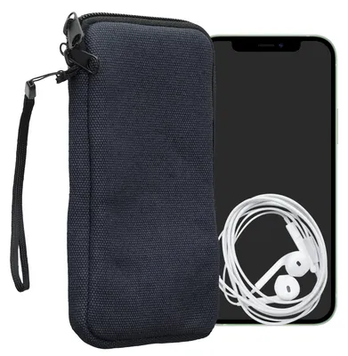 Produktbild von kwmobile Handy Tasche kompatibel mit Smartphones XL - 6,7/6,8" Hülle - Canvas Handyhülle mit Mikrofaser Inlay in Dunkelblau - Handytasche mit 17,2 x
