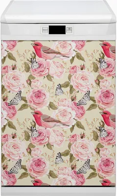Produktbild von Magnet Folie für Geschirrspüler Küche Magnetmatte 45x80 cm  Dekor Geschirrspüle  - Vögel und Blumen