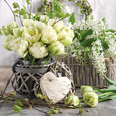 Produktbild von Servietten 33x33 cm - White tulips