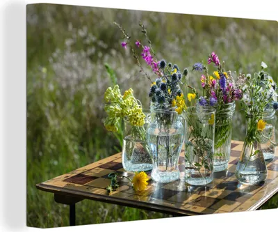 Produktbild von OneMillionCanvasses® - Leinwandbilder - 150x100 cm, Vase - Blumen - Farben, Wandbilder Kunstdruck Wanddekoration