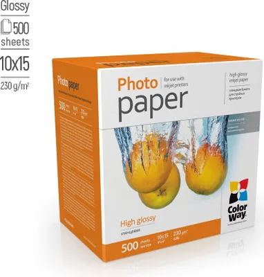 Produktbild von Fotopapier ColorWay hochglänzend, 230 g/m², 10x15, 500 Blatt