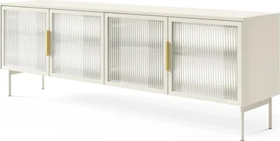 Zdjęcie produktu dla BETTSO szafa RTV ILUMI 4D - kaszmir, rama MDF, szkło ornamentowe, oświetlenie LED, 181 cm