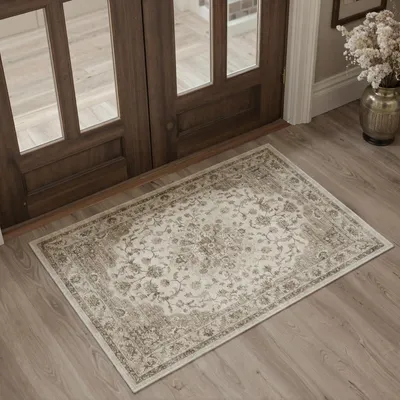 Immagine prodotto di Tappetino da interno 60x90 cm, lavabile, color beige, rettangolare, a pelo corto, antiscivolo