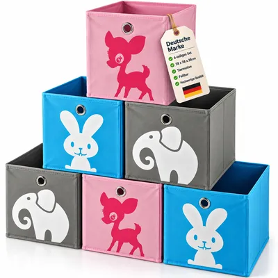 Produktbild von Faltbox 6er Set Aufbewahrungsbox Faltkiste Box Regalbox Staubox faltbar 28x28x28