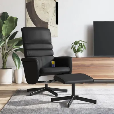 Obrázok produktu pre masážne kreslo vidaXL s podnožkou z čiernej imitácie kože