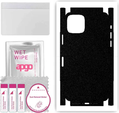 Produktbild von apgo Rückseite + Seiten Schutzfolie, Skin, kompatibel mit Apple iPhone 11 Pro, Hinten Displayschutzfolie aus Vinylfolie, kratzfest, einfache Montage - Mattschwarz