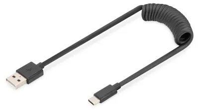 Produktbild von DIGITUS USB 2.0 - USB - A auf USB - C   Spiralkabel max. 1m
