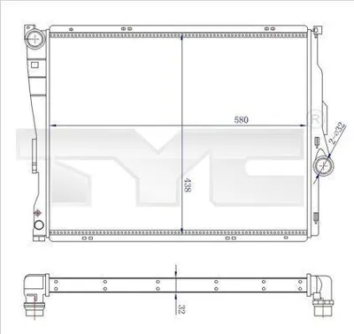Produktbild von TYC 703-0006-R Kühler Wasserkühler Motorkühler für BMW 3 Limousine (E46) 3 Touring (E46) 3 Coupe (E46) 3 Cabrio (E46) 3 Compact (E46)