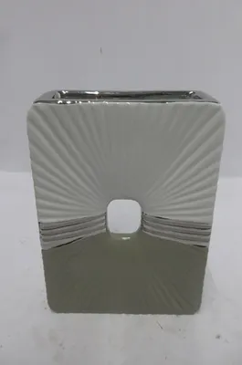 Produktbild von Gilde Vase, rechteckig, Bardolino, Keramik, grau, weiß, VE 2 Höhe: 24.50 cm Breite: 17.50 cm Tiefe: 6.00cm 47460
