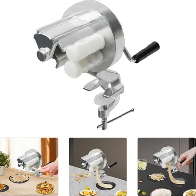 Immagine prodotto di Macchina per la pasta - Pressa manuale per pasta - Manovella - Lega di alluminio - Per spaghetti e pasta - Argento