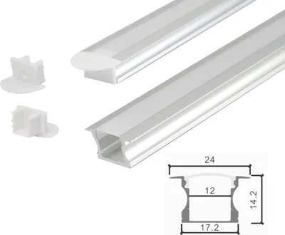 Produktbild von 2 Meter Aluprofile Alu Schiene Profil LED Kanal  für LED Strip mit Milchglas Abdeckung Profil  L
