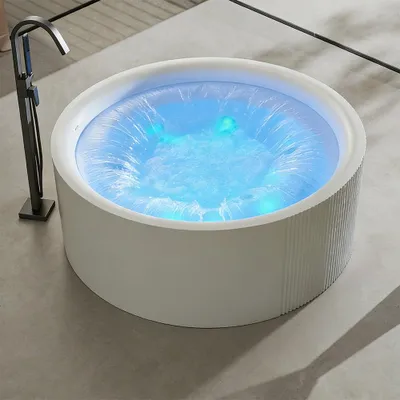Produktbild von Badewanne, freistehende Badewanne, Wasserfall-Badewanne, Whirlpool-Badewanne mit Luftblasen, runde Badewanne,150*60/TW -VX3009-150/
