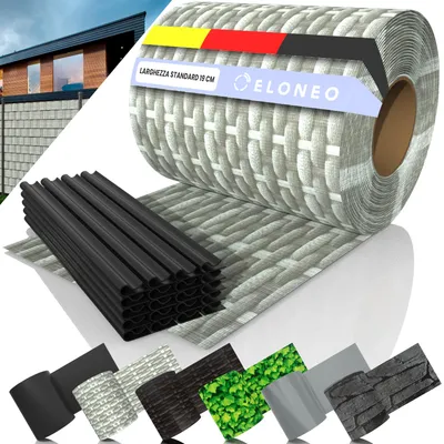 Immagine prodotto di ELONEO Strisce di protezione in PVC per recinzioni a doppia barra, 1 rotolo, 35 m x 19 cm, rattan chiaro