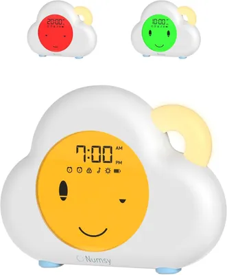Immagine prodotto di Sveglia con luce che simula l'alba – Dispositivo per l'addestramento del sonno e sveglia per bambini con codifica a colori – Suoni rilassanti