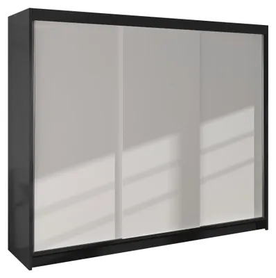 Produktbild von MIRJAN24 Schiebetürenschrank  Derby II, Kleiderschrank, Stilvoll Schlafzimmer Garderobenschrank (Farbe: Schwarz / Weiß)