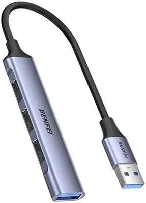 Produktbild von BENFEI 4-Port USB Hub: 1x 10Gbps USB 3.2 + 3X USB 2.0-Für Maus, Tastatur, Drucker – Kompatibel mit Laptop, PC, Xbox, PS5
