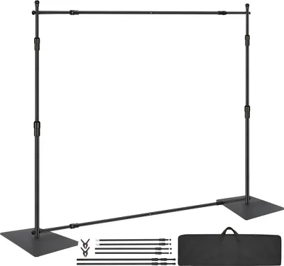 Immagine prodotto di SucceBuy Set di tubi e drappi 10ft x 10ft, robusto supporto per fondale con base Acciaio al carbonio, supporto regolabile con 6 morsetti e borsa per il trasporto per matrimoni, feste