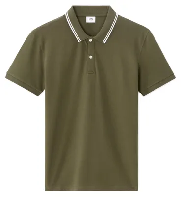 Produktbild von Graues Piqué Polohemd Leprime mit Kontrastkragen und schmaler Passform, Größe XL