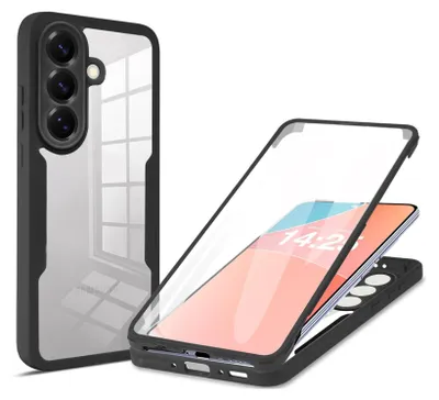 Produktbild von 360 Grad Rundum Schutz Handyhülle für Samsung Galaxy S26 Full Cover Vollschutz Case Farbe: Schwarz