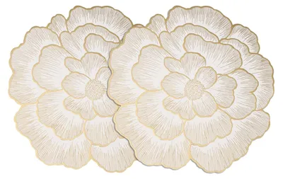 Platzset-Set 2er-Pack, Rosenform, PVC, 38 cm, Weißgold