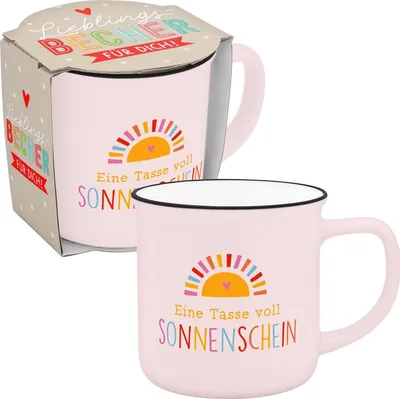 Produktbild von Becher in Emailloptik "Eine Tasse voll Sonnenschein"