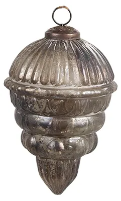 Produktbild von Clayre & Eef Weihnachtskugel Ø 10x15 cm Silberfarbig Braun Glas
